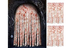 Halloween Doorway 2-Piece Curtain Decoration with Fake Halloween Bloody Hand Prints