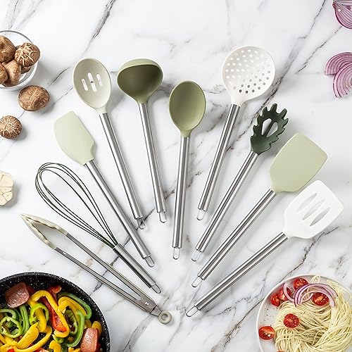Miniatura 2 de COOK WITH COLOR Juego de utensilios de cocina de silicona, juego de utensilios de cocina, utensilios de cocina de silicona fáciles de limpiar,
