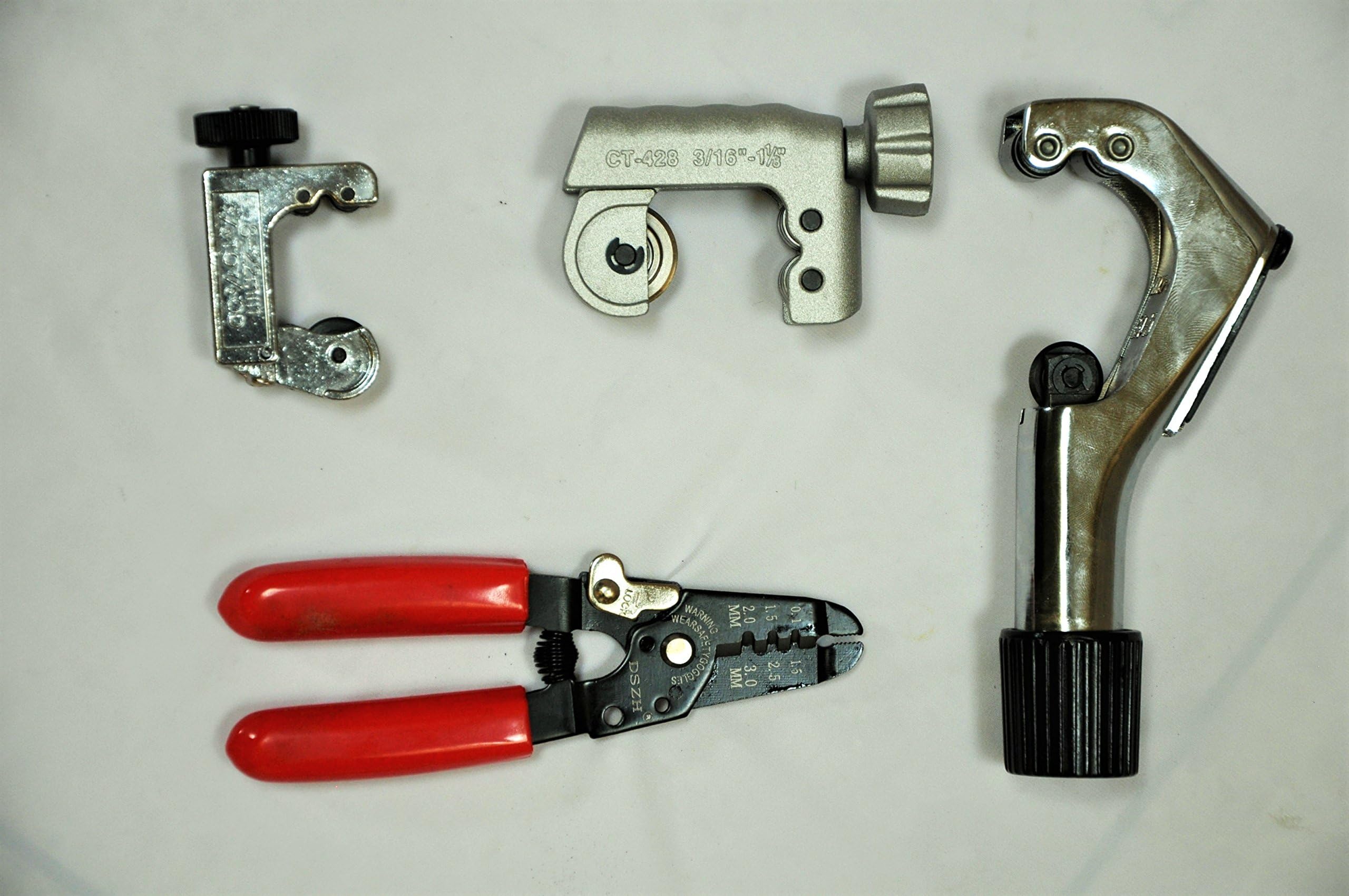 AC HVAC/R Plumbing Tool Kit:Set of 4 Tube Pipe Cutters:Capillary Tubing, 1/8 to 1 5/8"OD Heavy DutyRust Proof