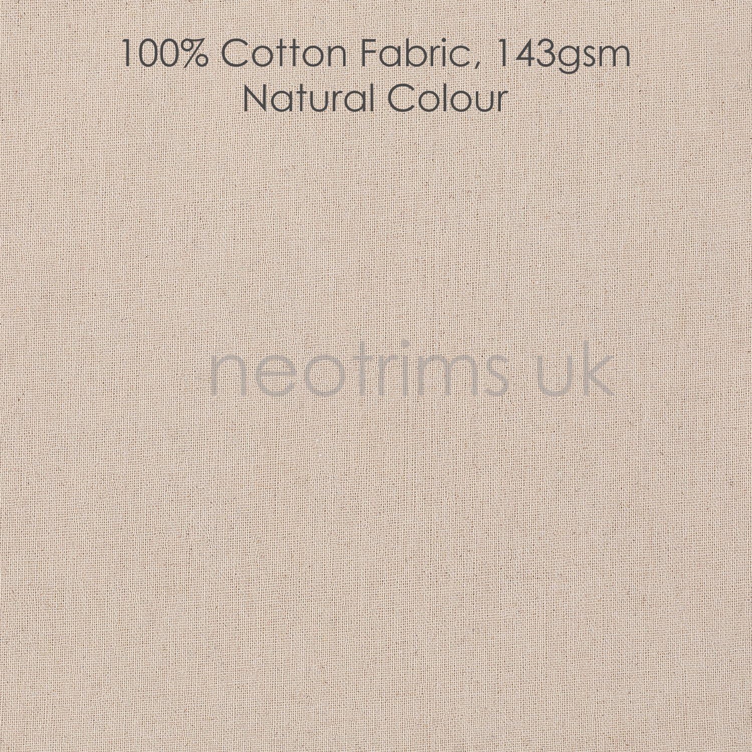Calico Fabric 100% Cotton Undyed Natural Cream Also White & Black Superior Smooth Embroidery Lightweight Canvas Material 145gsm,60" Wide. Natural Cream, 10 Meters