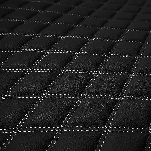 Miniatura 7 de FH Group Deluxe, piel sintética, patrón de diamante, forro de carga de 32 pulgadas, abeto universal para automóviles, camiones y SUV (negro) F16501