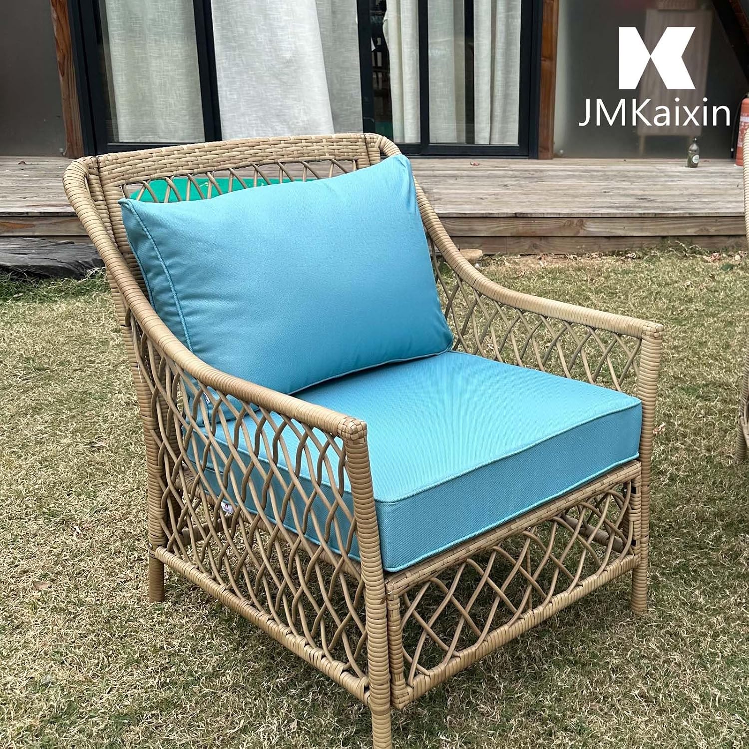 Outdoor Seat/Back Deep Chair Cushion Set for Patio Furniture - Lounge Chair Cushions with Zipper - Water-Resistant Patio Chair Cushions 24x24