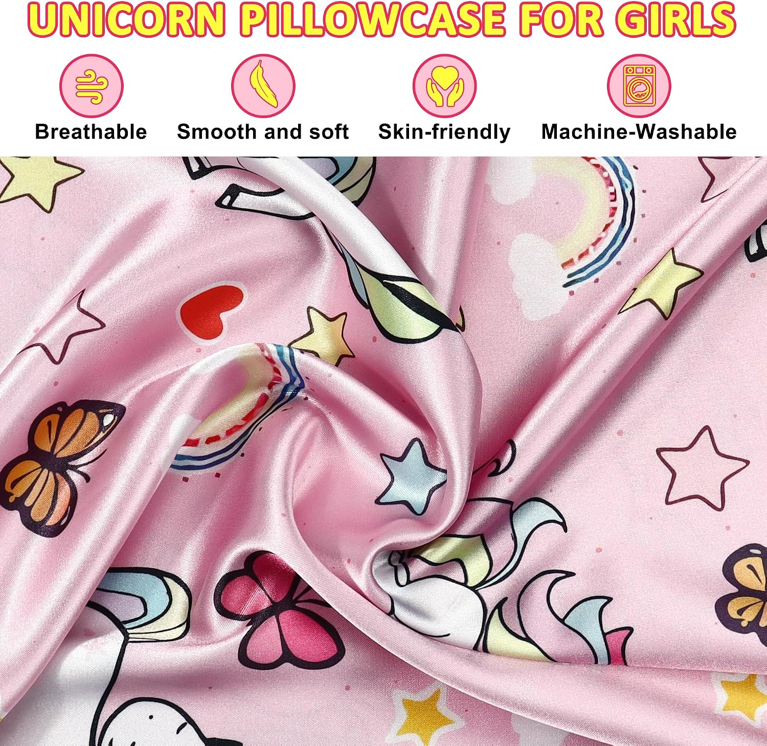 Unicorn Kids Pillowcase, 30"x20" Soft Breathable Pillow Case Hidden Zipper image 3
