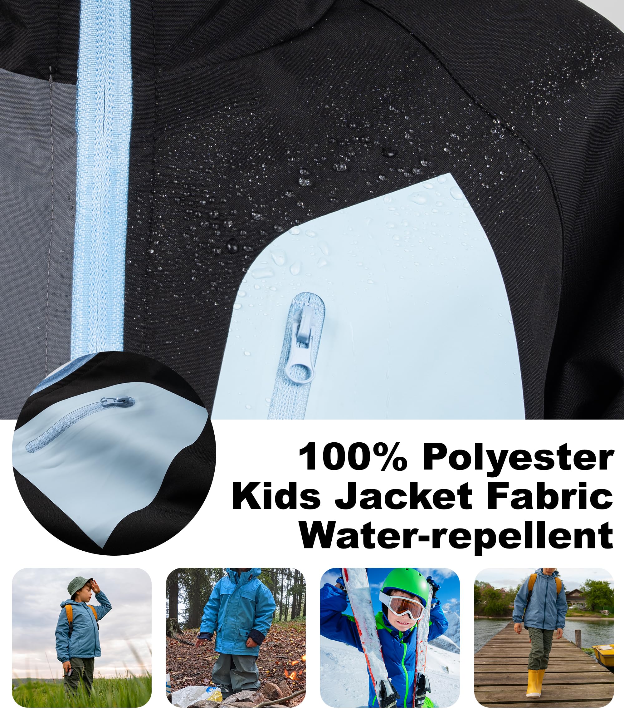 Veste de pluie mi-saison pour enfant, garçon, imperméable, légère, avec couleurs contrastées