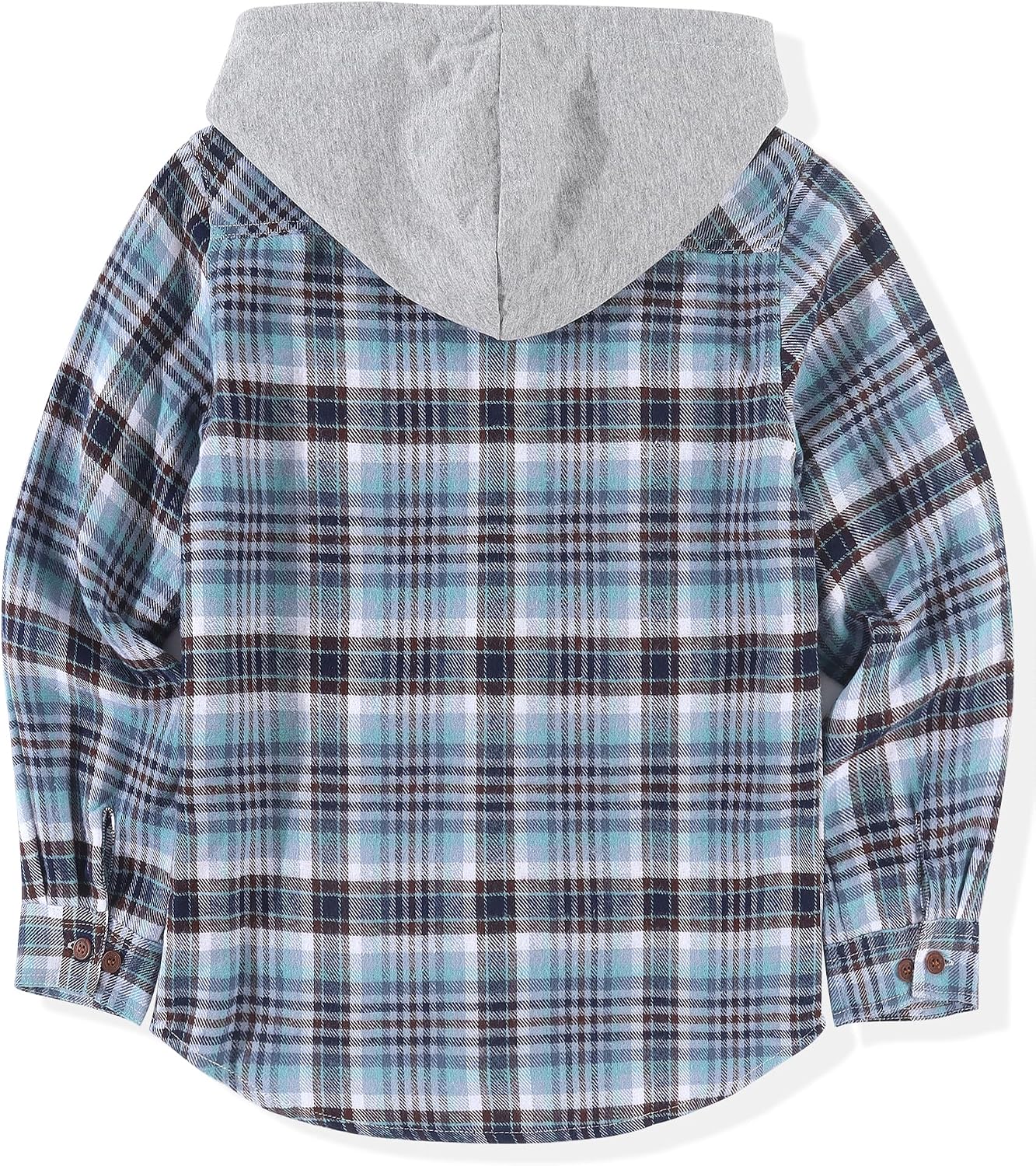 Spring&Gege Boys Flannel Hoodie Shirts Long Sleeve Plaid Button Down Shirt