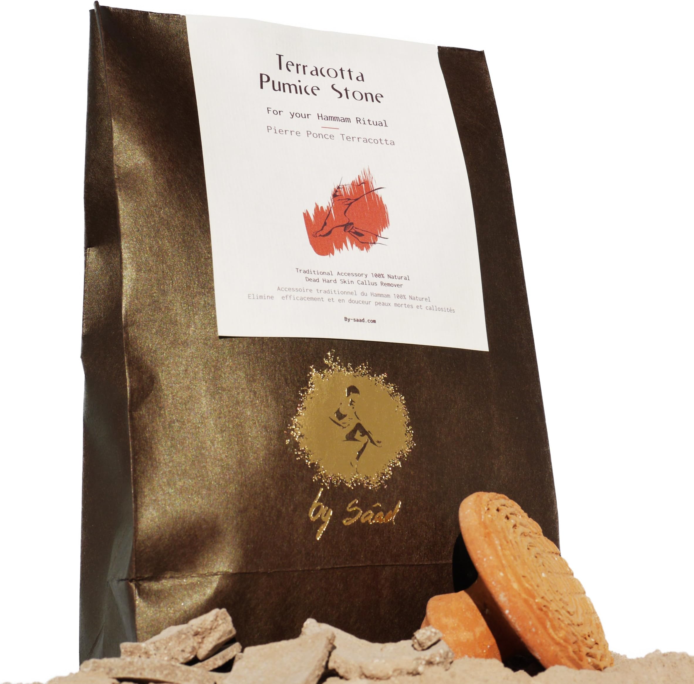 Pumice Stone Terracotta. Hand Made Free Gift: Includes Free 150G Rhassoul Clay