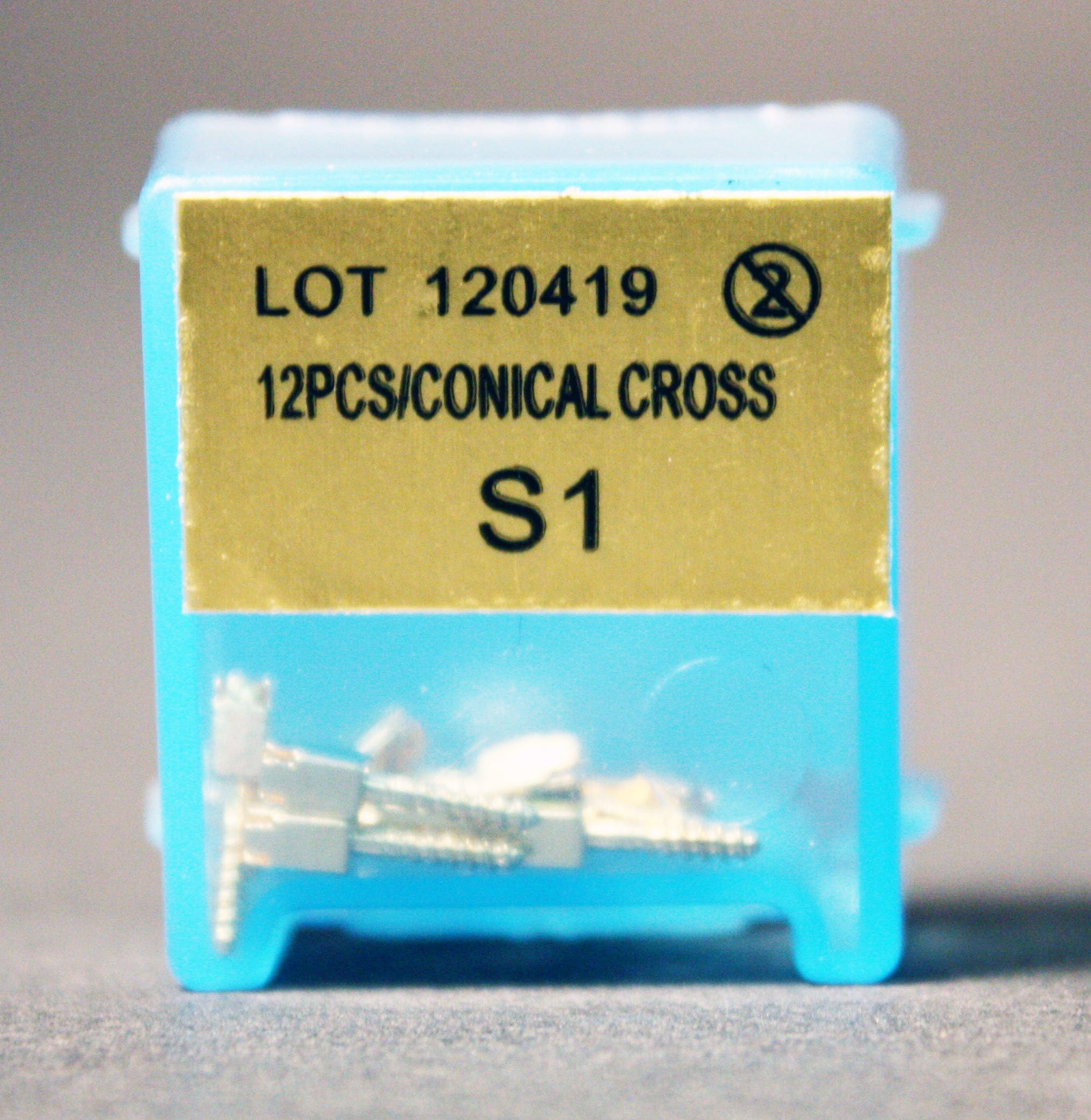 Nordin Dental HN-S1 Swiss Made Gold Plated Conical Cross Head Screw Post S1 12/pk