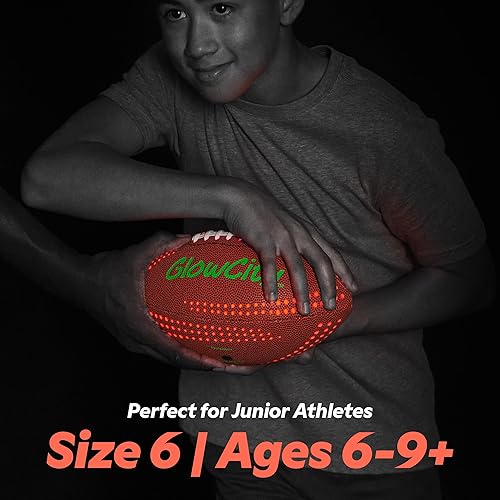 Vista 6 de GlowCity Glow in The Dark Football - Size 36 Light Up Ball Gifts for Kids, Teens & Adults - Bright Football for Night Outdoor Games - Sports