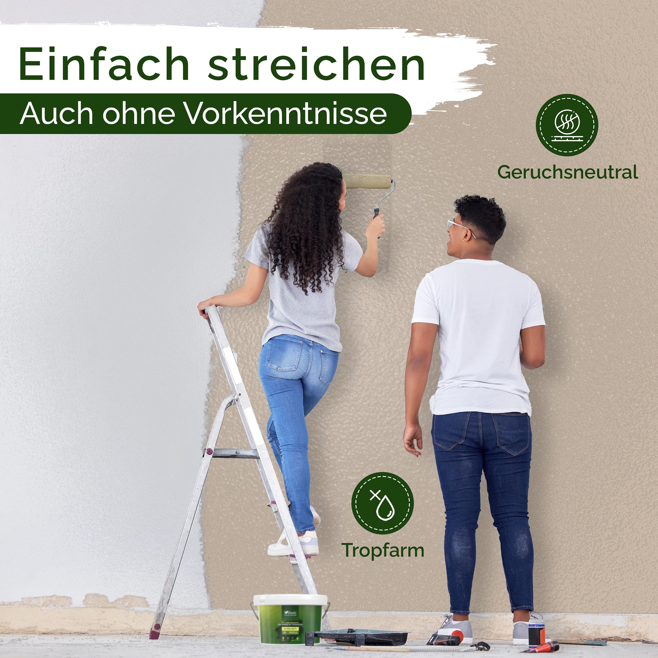 Wandfarbe Beige Braun Creme matt 5 L – Matte Mushroom