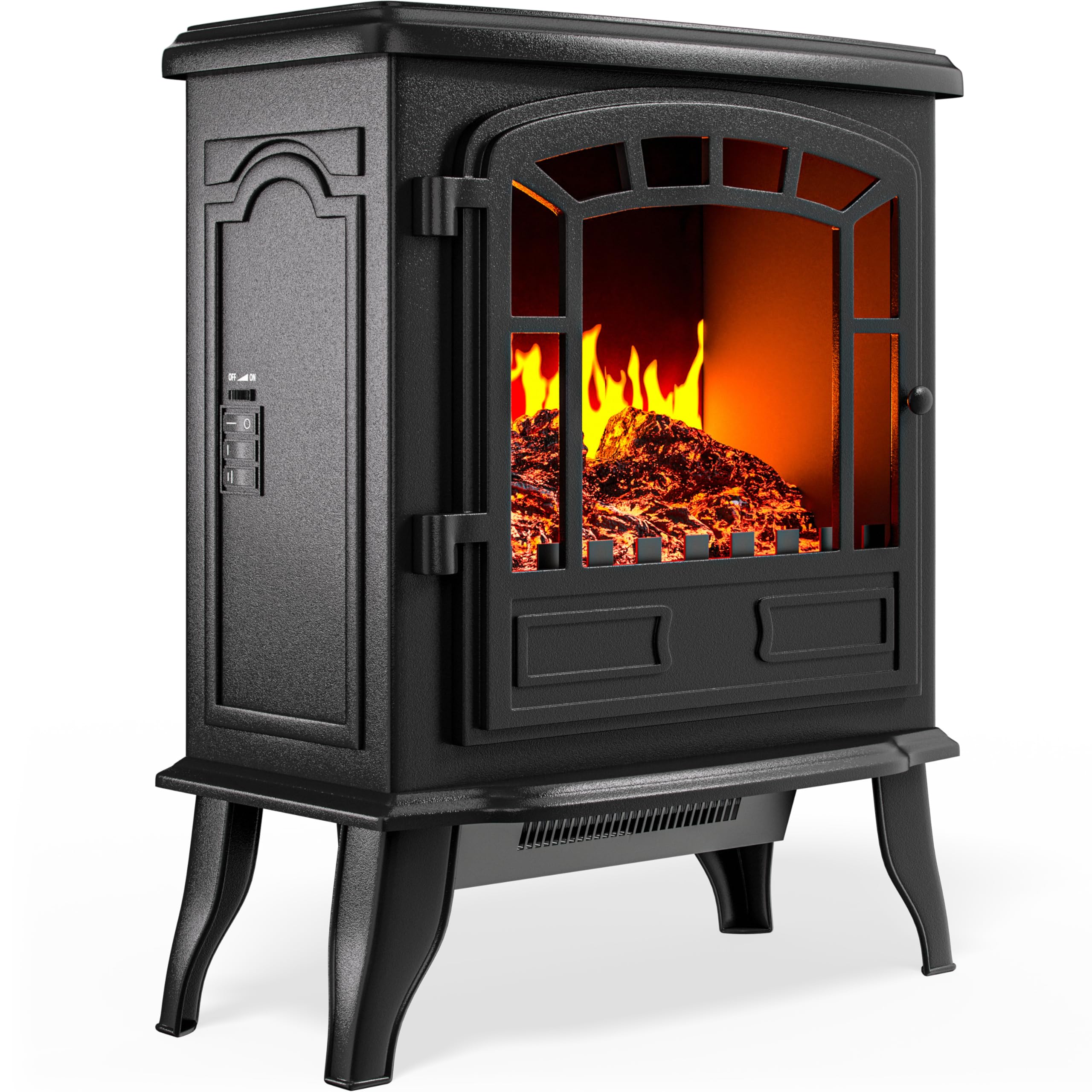 Deuba Elektro-Kamin mit LED-Flammen, 2000 W, schwarz, 56,5 × 39 × 24 cm
