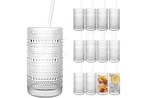 2024 Hobnail Glasses 16oz/480ml Set of 12 - Premium Large Capacity Elegance