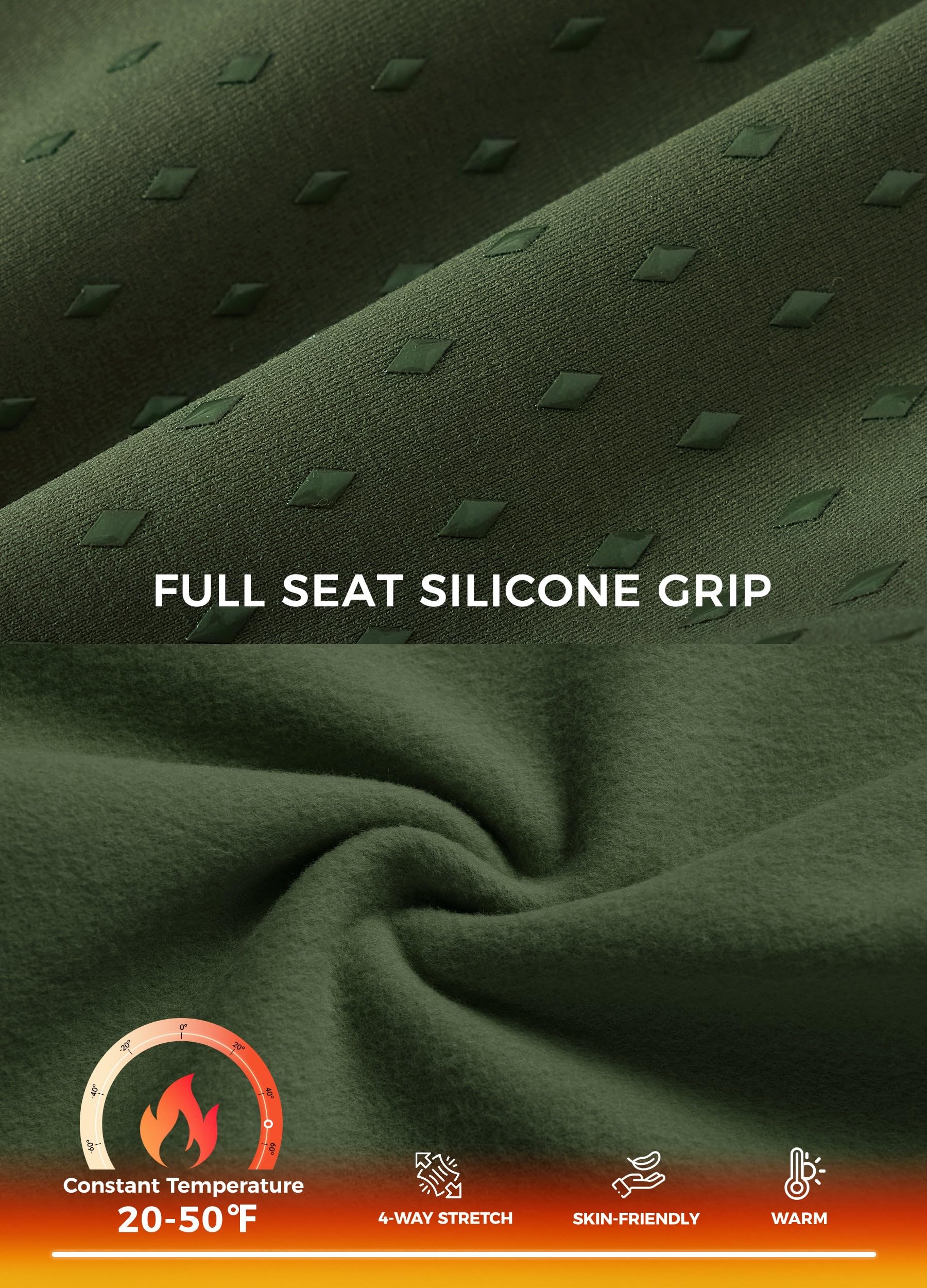 WILLIT Pantaloni da equitazione da donna, invernali, foderati, in pile, con inserti completi, per equitazione, equitazione, pantaloni termici con tasche, passanti per cintura, verde militare, S