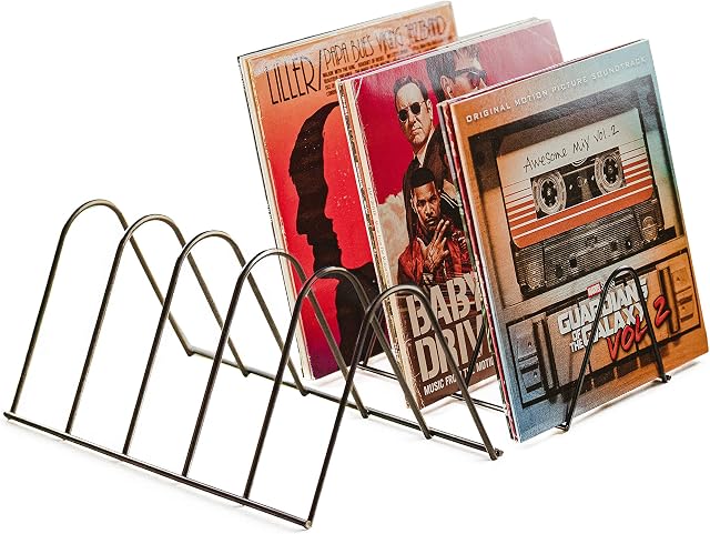 Record Stand | Storage for 75 LPs | Brochure Holder | Matt Black Metal | Record Holder Stand Magazines Books | Record Decoration Vinyl Shelf