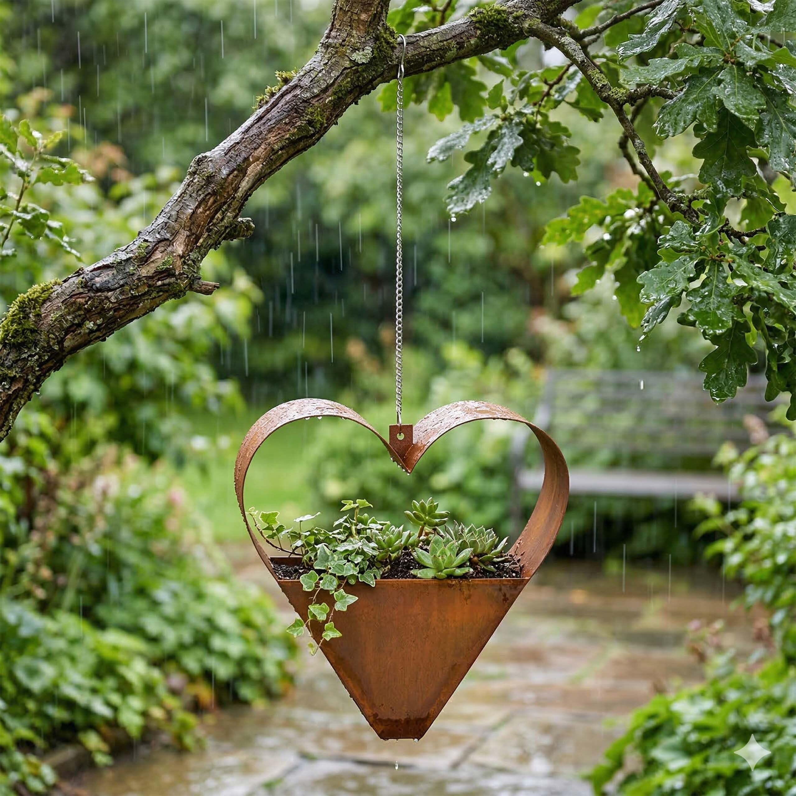 Relaxdays Gartendeko Rost, Metall, HxBxT: 27 x 27 x 10 cm, braun