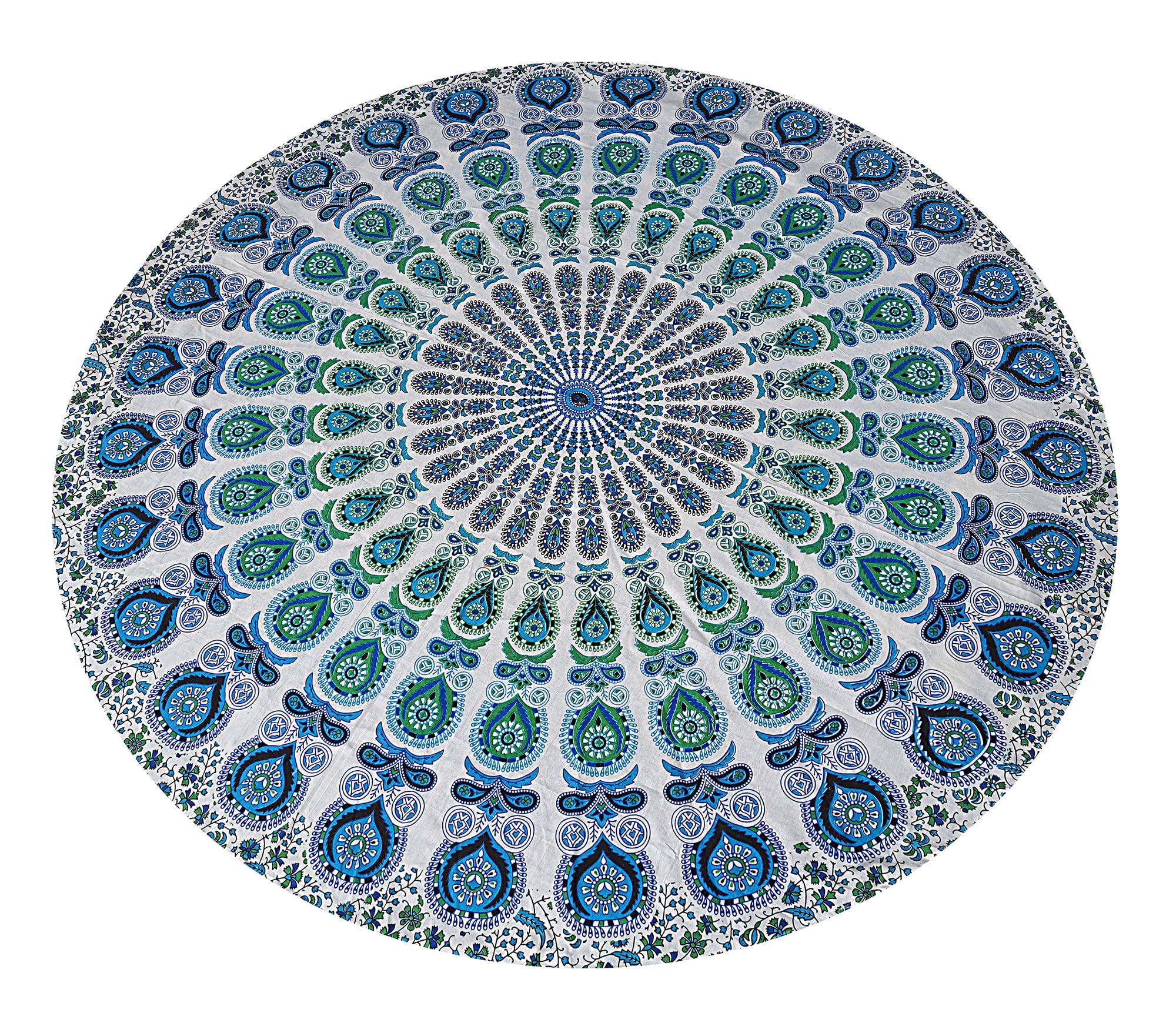 Peacock Mandala Tapestry - Navy Blue Cotton Wall Hanging -29