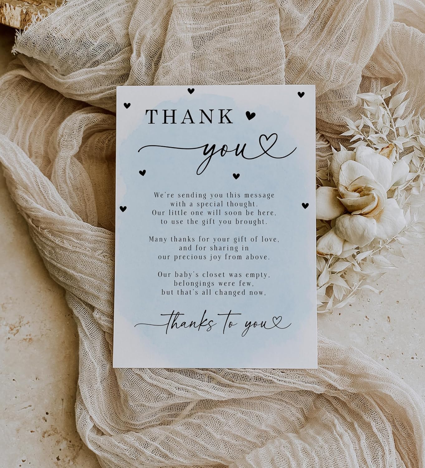Your Main Event Prints Baby Shower Thank You Cards with Envelopes - Elegant and Convenient Gratitude Notes for Baby Showers (Blue) - Image 5