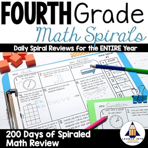 4th grade math spiral review 200 days of spiraled math review for 4th grade students math review fourth grade daily practice morning work homework digital educational resources