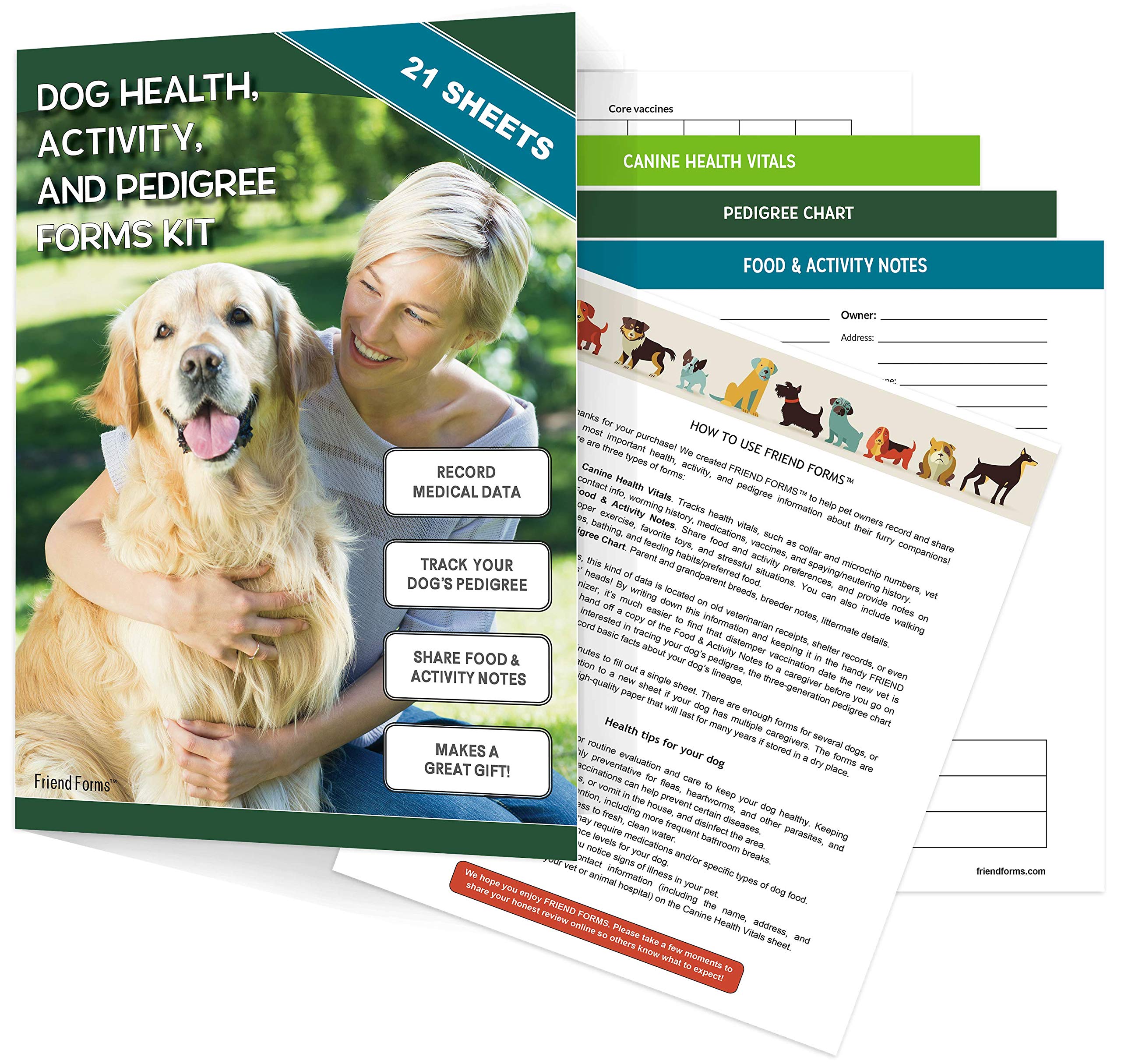 Buy Dog , Activity, and Genealogy Forms Kit (21 Sheets) Track Vet