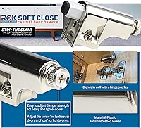 Vista 2 de Rok Hardware Soft Close Damper for Cabinet Doors/Compact/SoftClose Cabinet Adapter/Hardware/Hinge Polished Nickel Finish, SCD103