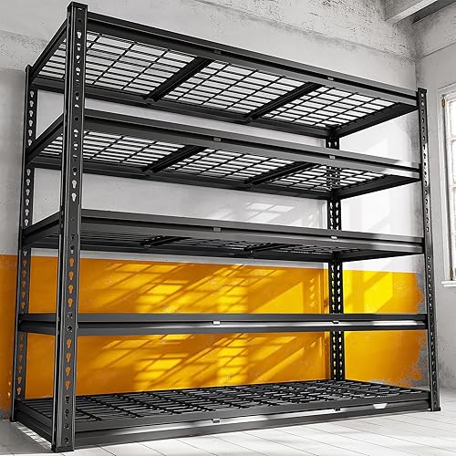 Miniatura 11 de REIBII Estantería de garaje de 6 niveles, estantes de almacenamiento de 3600 libras, estantería de metal ajustable y resistente, estante de