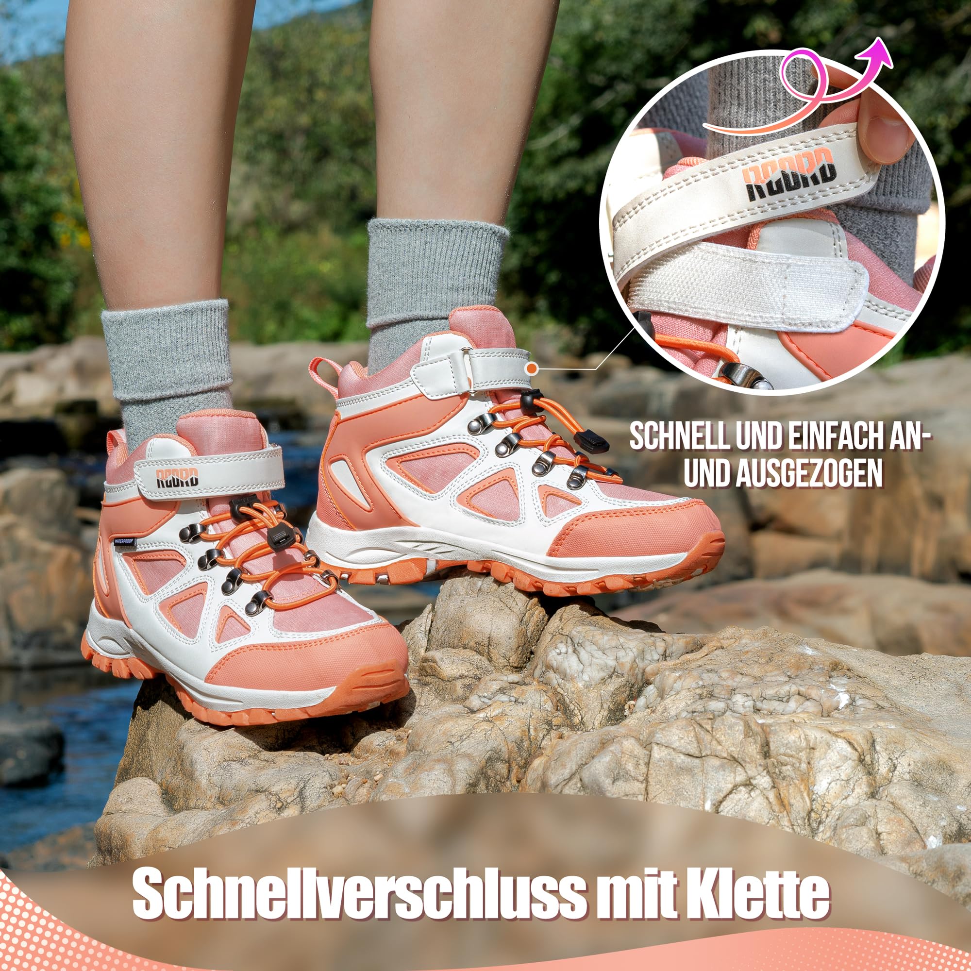 R CORD Wanderschuhe Kinder Wasserdicht Wanderschuhe Mädchen Trekkingschuhe Kinder Wasserdicht Outdoor Sneaker