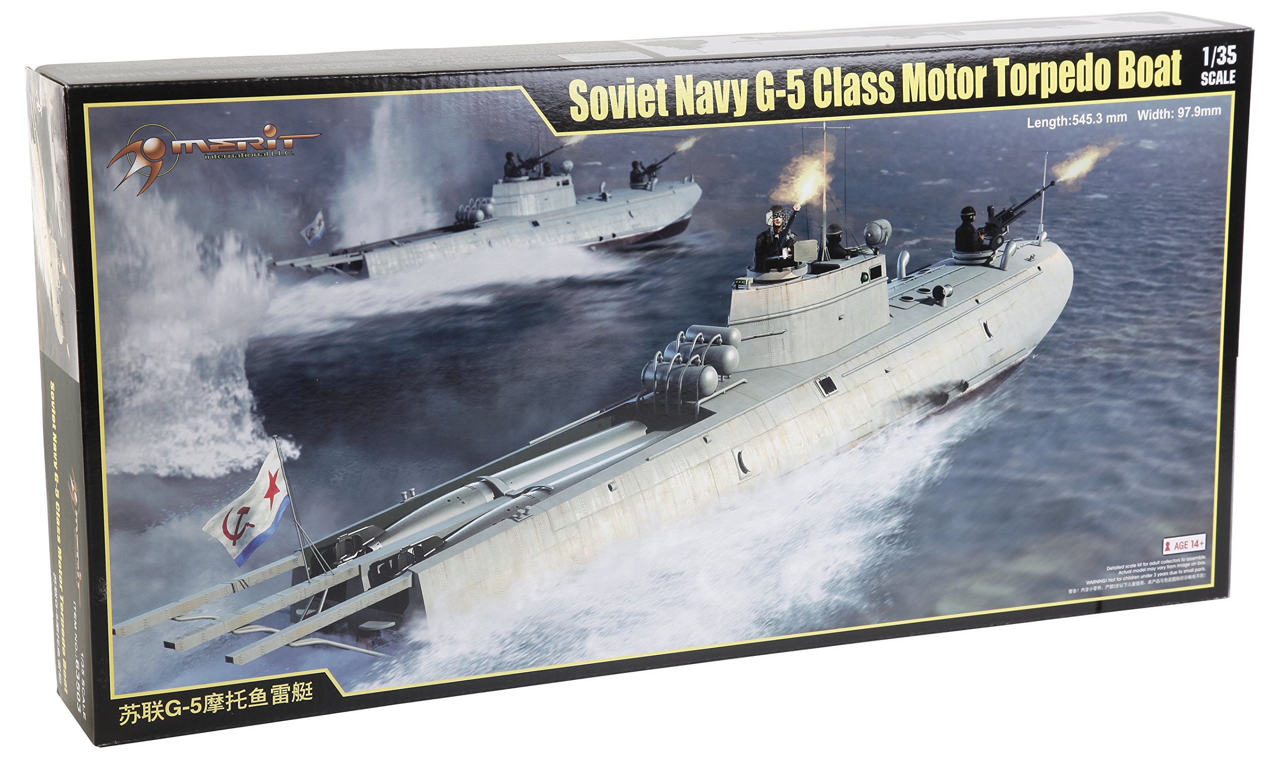 Merit 63503 Soviet Navy G-5 Class Motor Torpedo Boat Model Construction Kit, Grey
