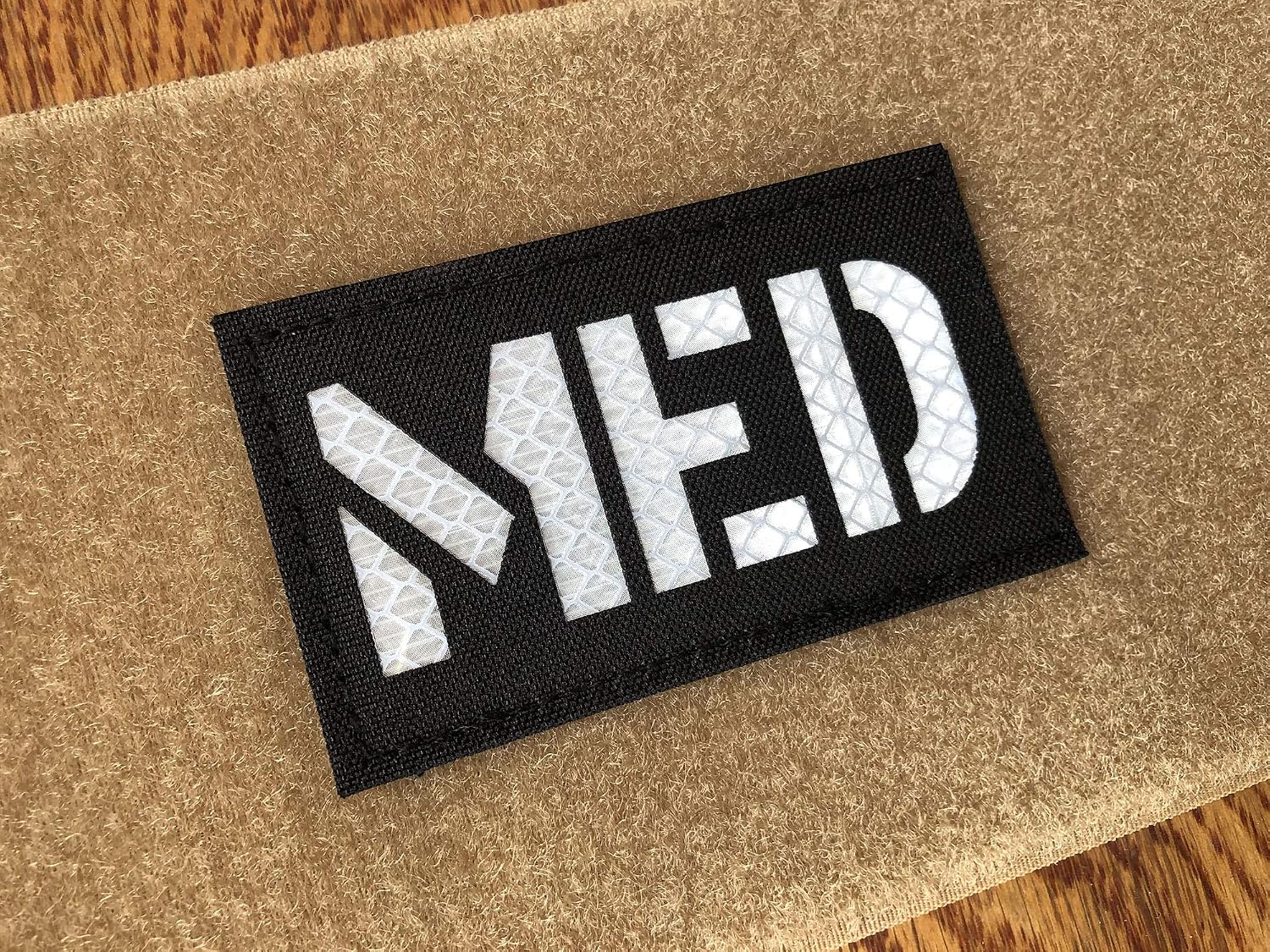2x3.5 Inch Reflective MED Medic EMS EMT Patch Hook-Fastener Backing (Black-White)
