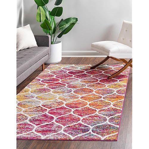 Unique Loom Trellis Frieze Collection Area Rug - Rounded (10' x 14', Multi/ Black)