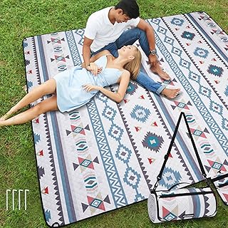 WICKERLAND Picnic Blankets Extra Large - Beach Blanket Waterproof Sandproof with Shoulder Strap, Machine Washable, Outdoor...