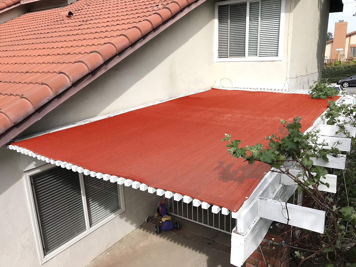 Alion Home Pergola Shade Cover Sunblock Patio Canopy HDPE Permeable Cloth with Grommets (10' x 12', Rust Red)