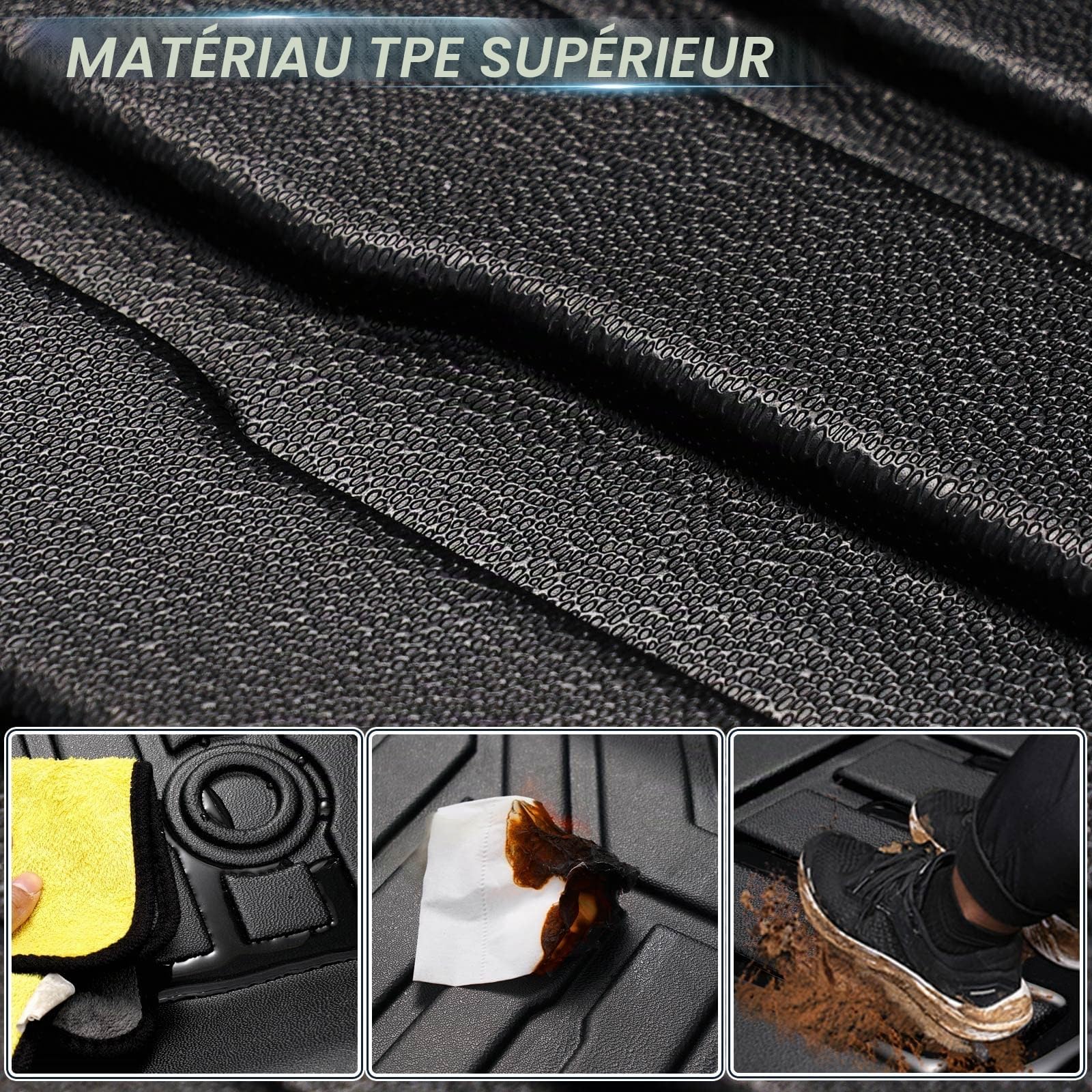 Lot de 2 Tapis de Sol pour Jeep Wrangler TJ 1997-2006, Tapis de Protection en TPE Contre Les intempéries, Doublure de rangée Avant, Motif électronique, Noir