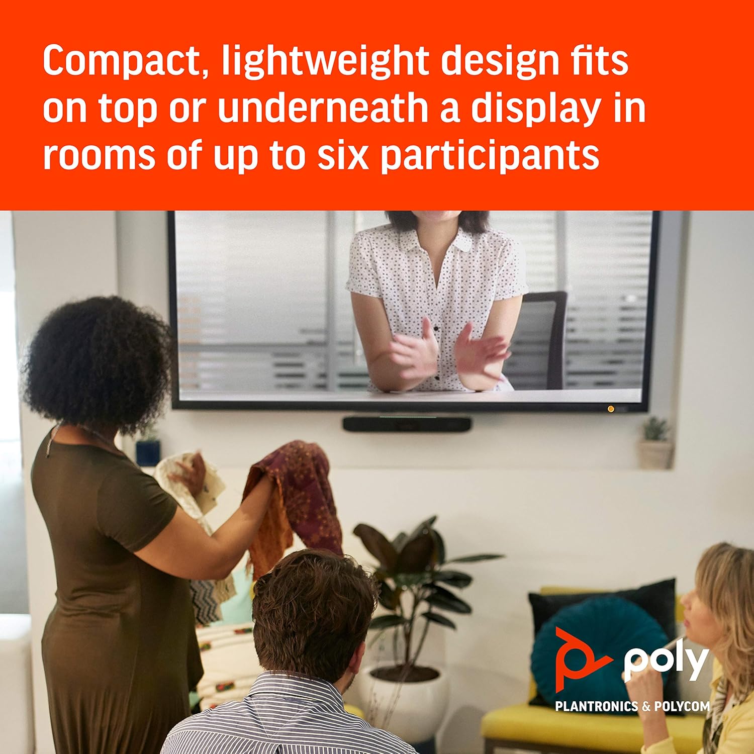 Poly - Studio X30 (Polycom) - 4K Video & Audio Bar - Conferencing System for Small Meeting Rooms - Works with Teams, Zoom & More