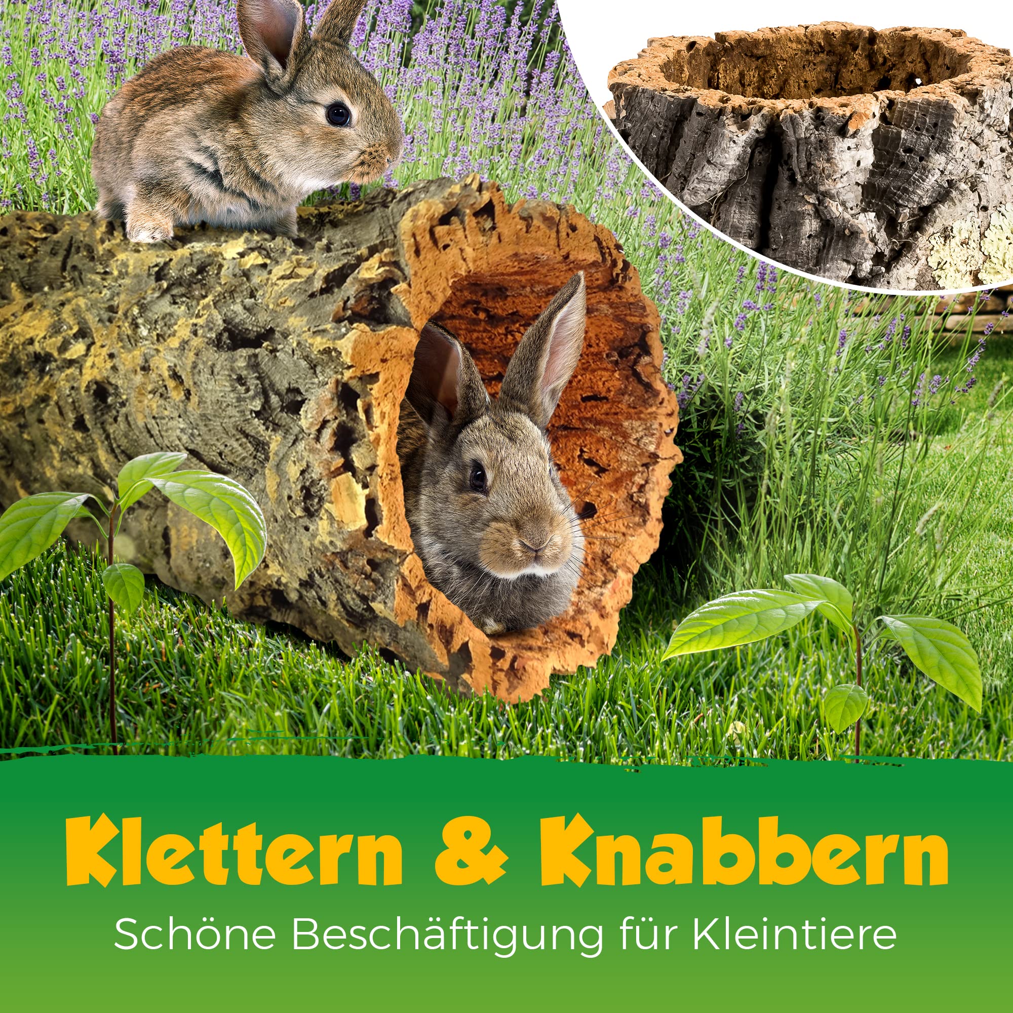Kork-Deko XL Korkröhre | Korktunnel | Korkrinde | gereinigt & desinfiziert, ca. 60 cm, ? = 15-20 cm (extra lang, extra dick, XXL)