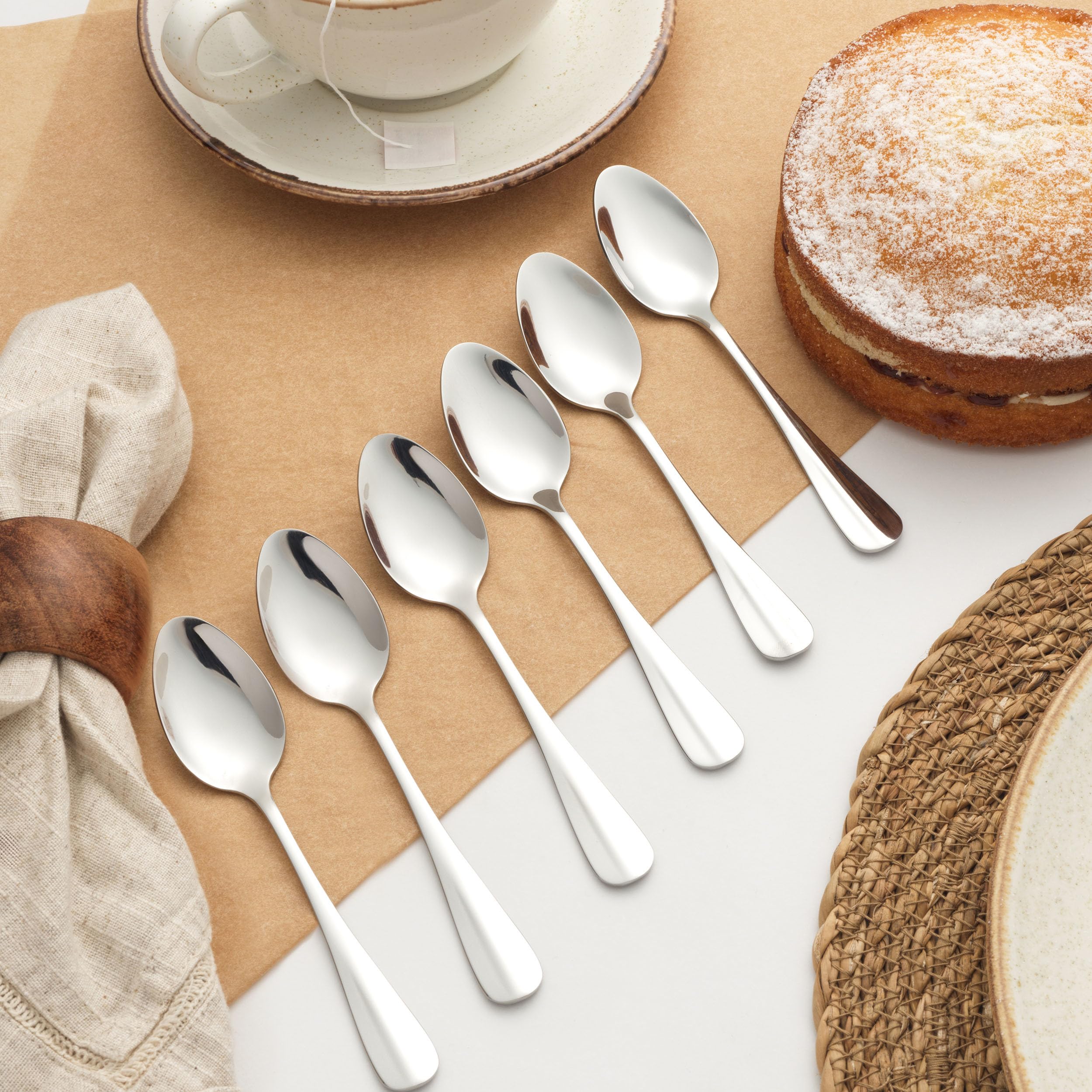 Salter BW13681EU7 Teaspoon Set of 6, Newbury Stainless Steel Coffee Spoons Cutlery Set, Mirror Polish Finish Flatware - Image 2