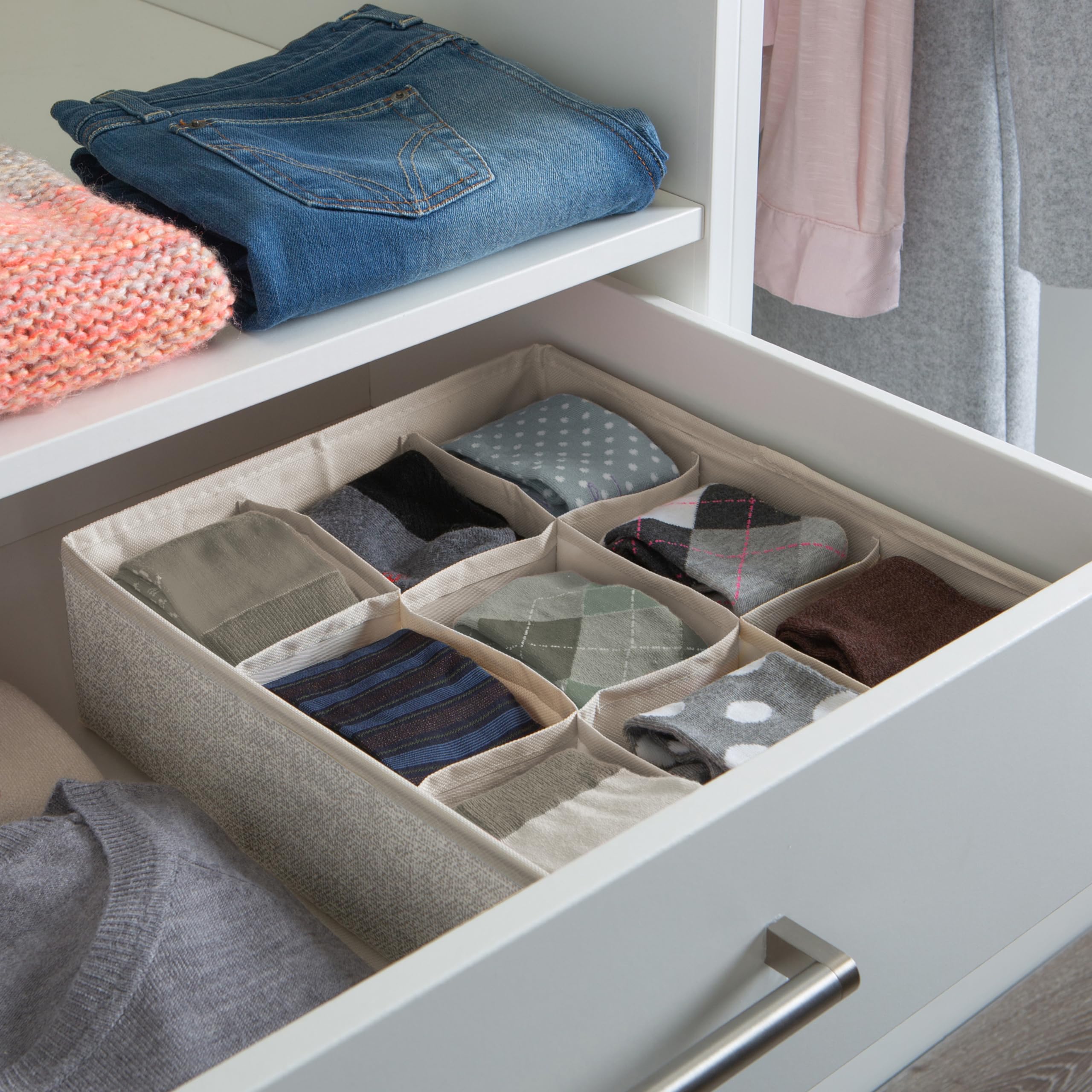 Simplify 9 Compartment Drawer Organizer, Good for Socks, Bras, Ties, Cami’s, Baby Clothes & Accessories