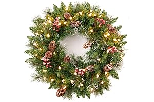 24 Inch Christmas Pre-Lit Wreath, Battery Operated
