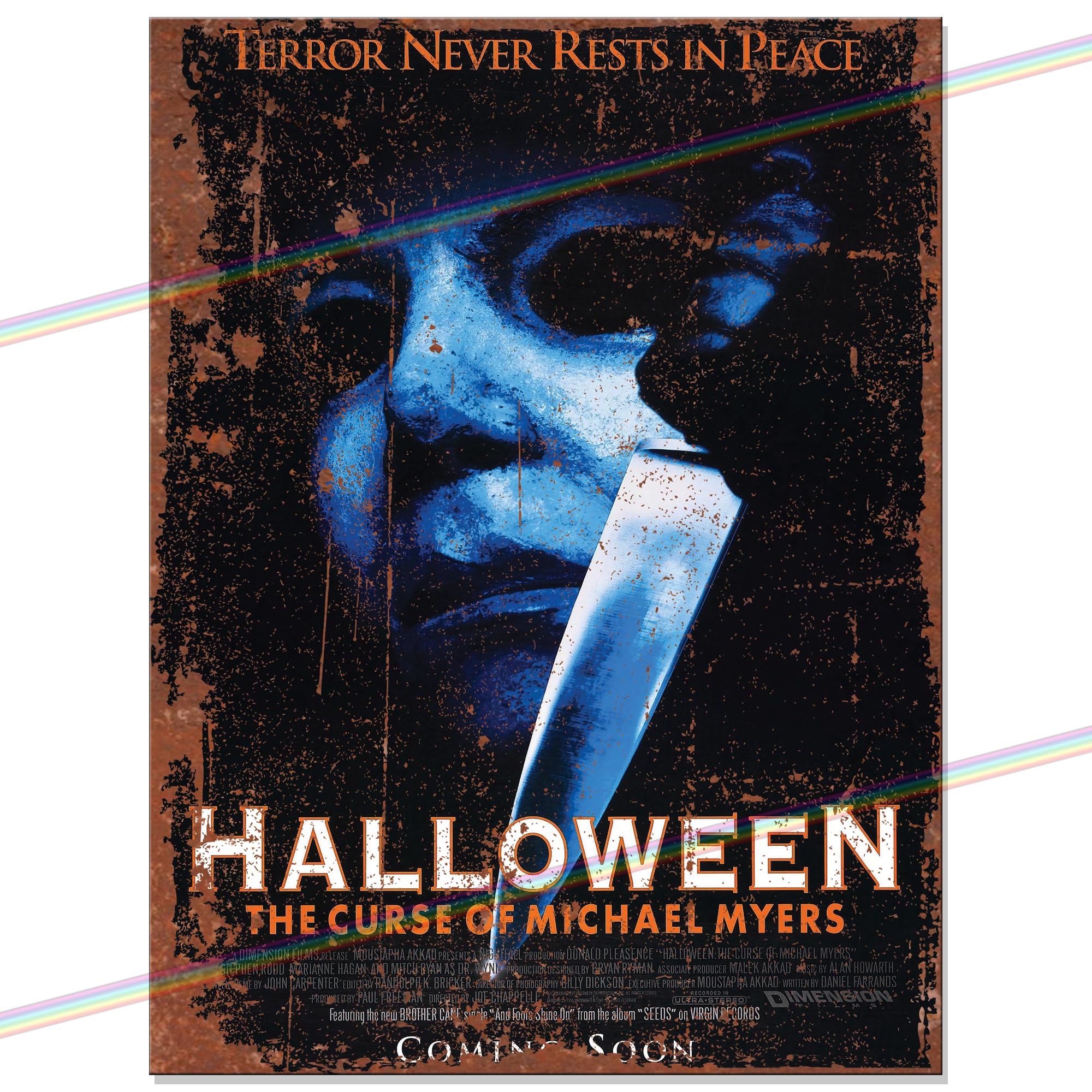Movie Metal Poster Signs for Mancave, Shed, Garage, Kitchen, Man Cave. Birthday, Christmas, Xmas. Retro Vintage Reproduction Memorabilia Tin Secret Santa 20cm x 15cm (HALLOWEEN)