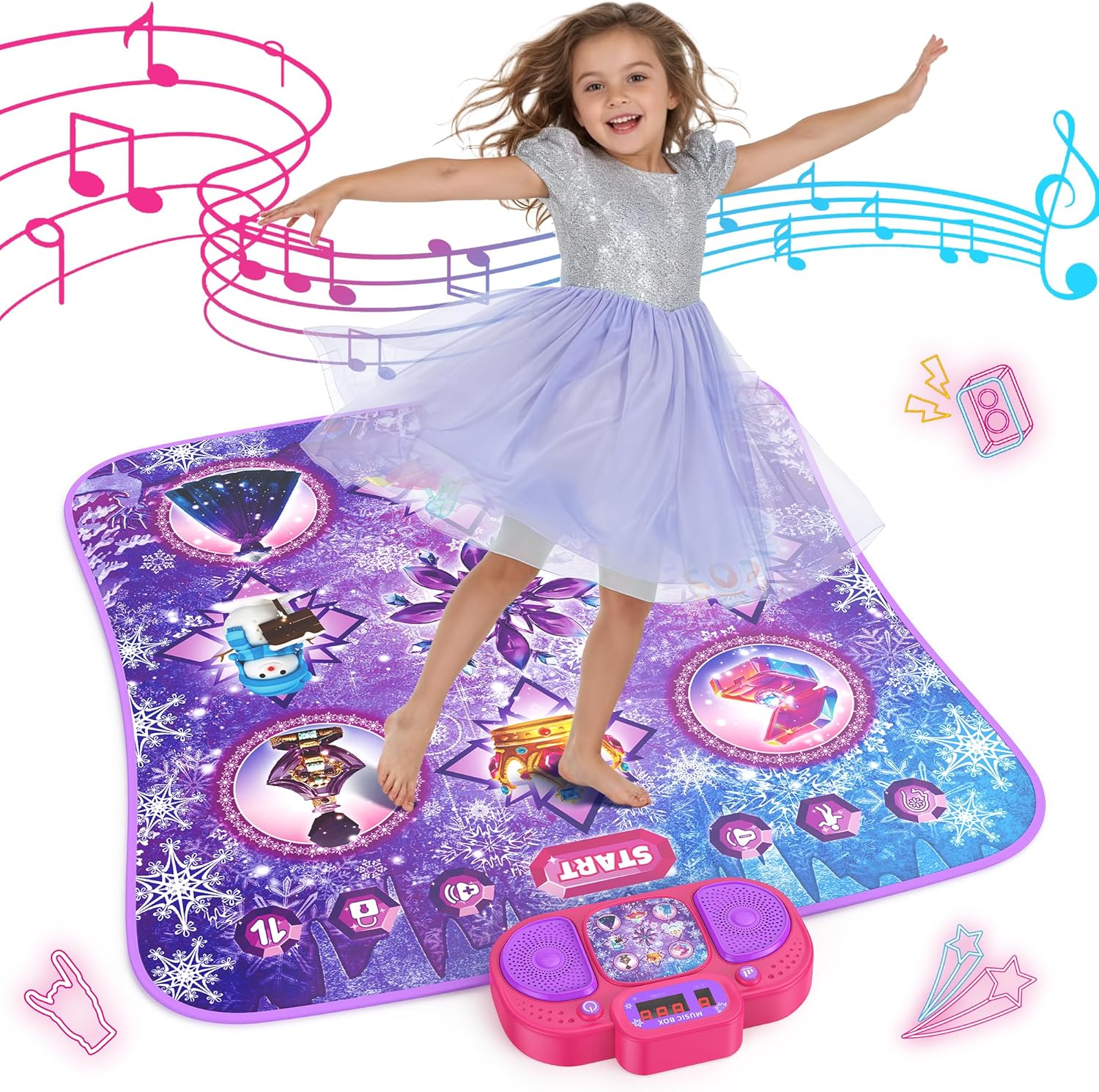 Dance Mat Toys - 8-Button Frozen Toys for Girls Electronic Dance Pad with 5 Game Modes, Touch Sensitive Kids Musical Mat Toy Christmas & Birthday Gift for 3 4 5 6 7 8 9 10+ Years Old Girls(Purple)