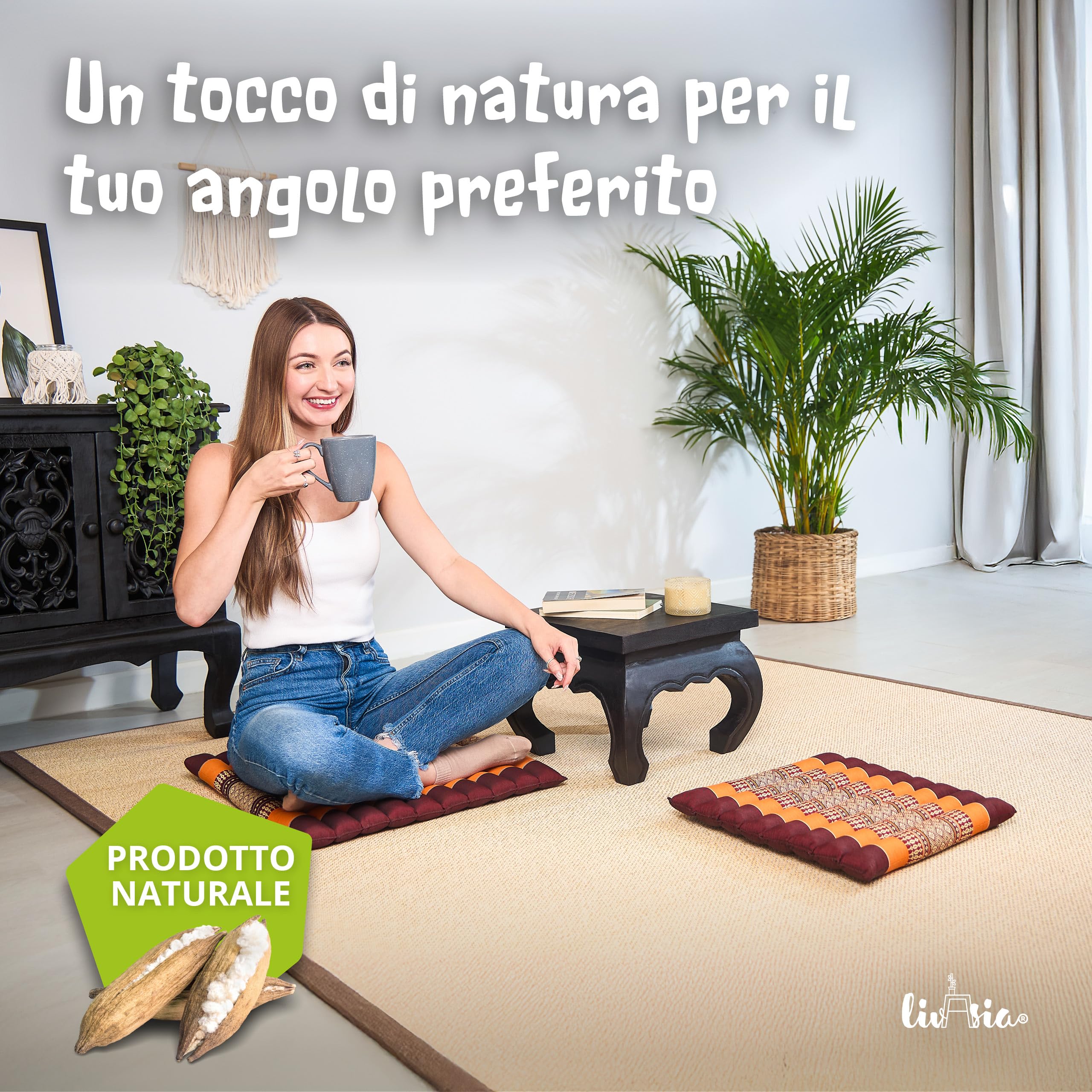 livasia cuscino coprisedia grande - 50x50x4,5cm - cuscino per pavimento impunturato indoor/outdoor, cuscino meditazione yoga, mobili in pallet, cuscino impunturato sedia e panchina (Arancione)