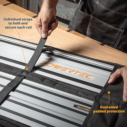 Miniatura 5 de POWERTEC 71885 - Kit de rieles guía de sierra de riel de 110 pulgadas para Makita o Festool  Incluye 2 rieles de guía de 55bolsa protectora para