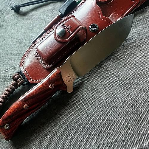 Miniatura 4 de JEO-TEC N7 Bushcraft Survival Full Tang Cuchillo de caza de hoja fija para acampar al aire libre con funda Kydex horizontal vertical Carry  BÖHLER