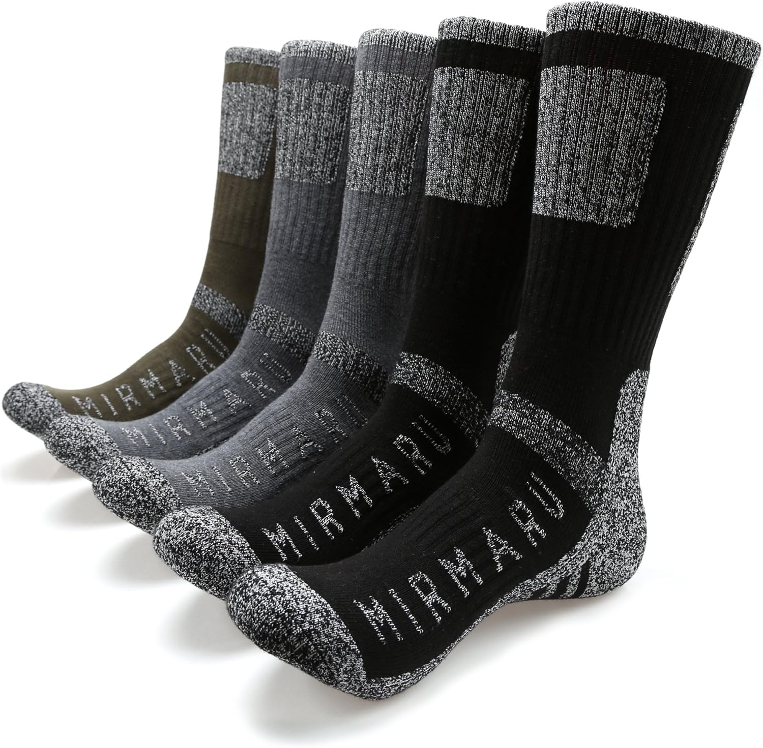 MIRMARU Men’s 5 Pairs Multi Performance Outdoor Sports Hiking Trekking Crew Socks