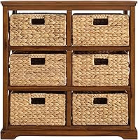 Vista 38 de Hampton Meadows - Armario de almacenamiento de mesa esquinera de 3 niveles en X con 3 cestas de mimbre, nogal