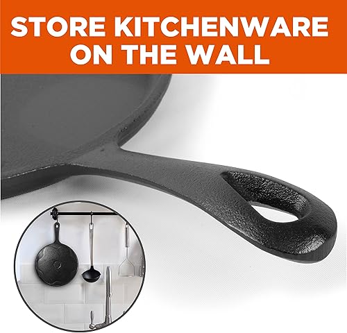 Miniatura 3 de Commercial Chef Juego de 3 sartenes redondas de hierro fundido de 8 pulgadas, 10 pulgadas y 12 pulgadas, utensilios de cocina de hierro fundido