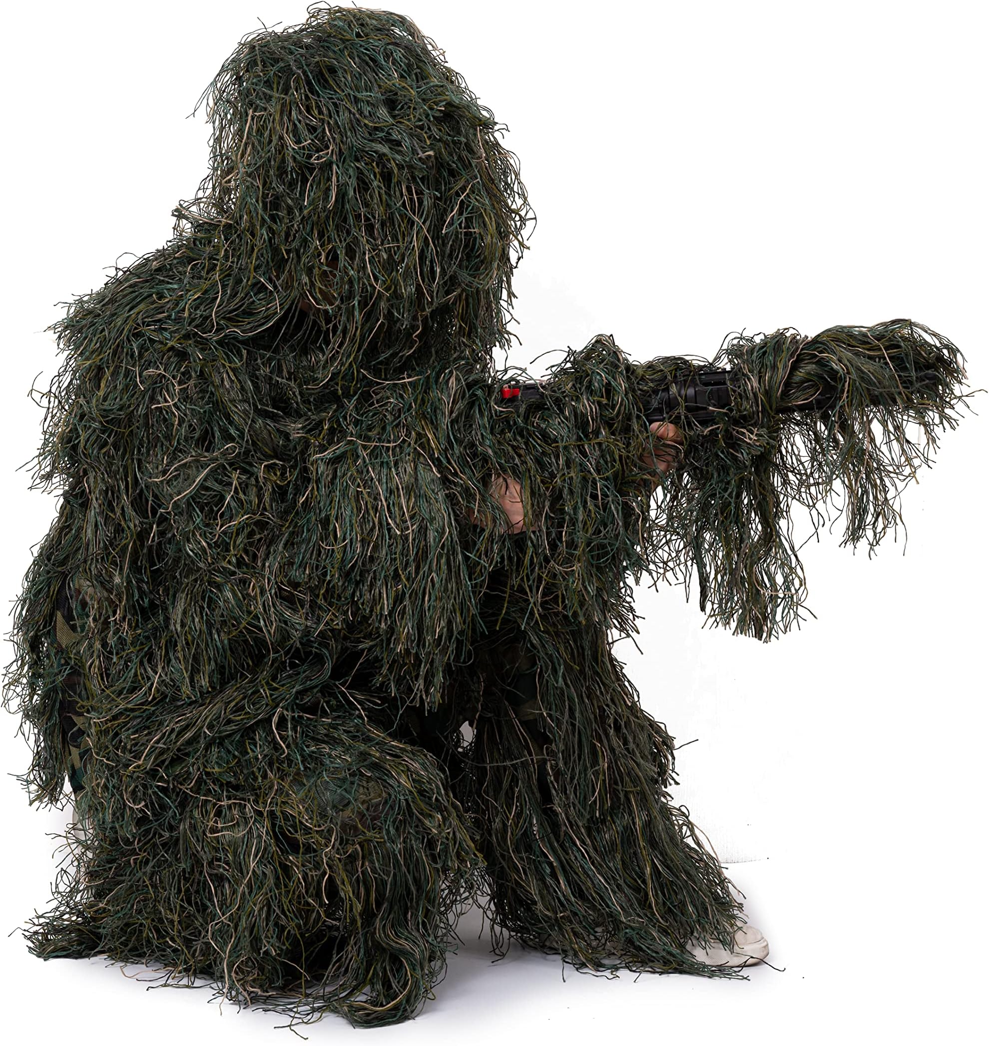 NINAT Ghillie Suit Camo 3D Leafy Gear Jungle Hunting Camouflage Clothing 4-Piece + Bag Adult and Kid