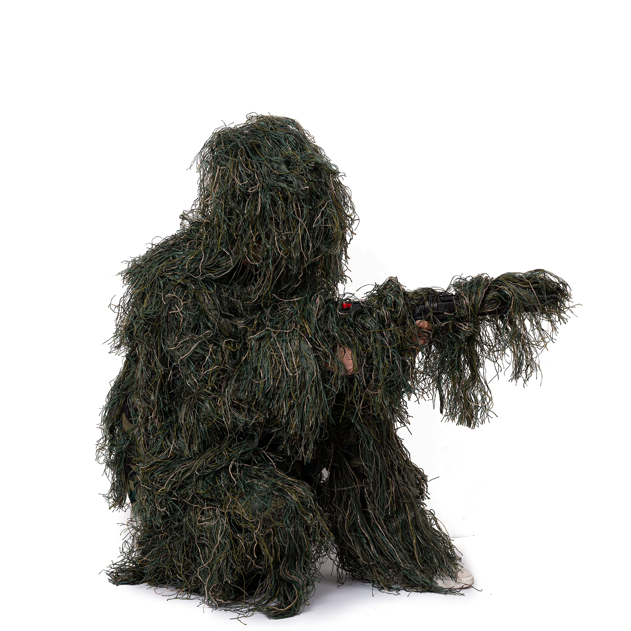 NINAT Ghillie Anzug Camo 3D Leafy Gear Dschungel Jagd Camouflage Kleidung 4-teilig + Tasche