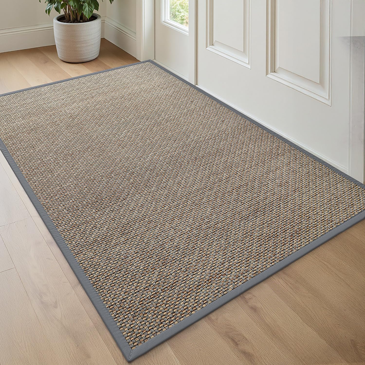 DEXI Door Mat 80 x 120 cm, Non-slip Dirt Trapper Doormat Inside with Rubber Backing, Low Profile Indoor Floor Mats for Hallway Entrance, Doorways, Porch, Grey