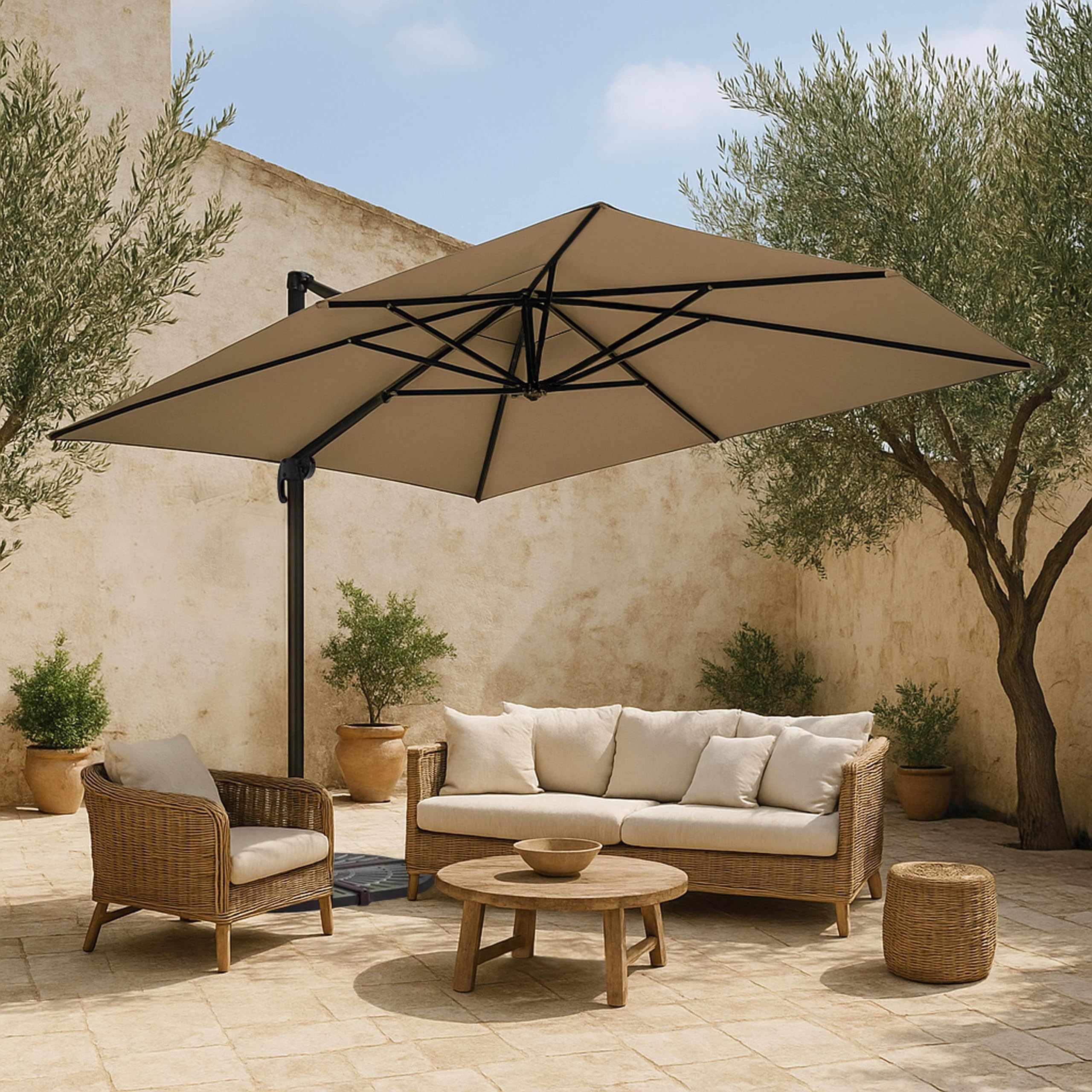 Oviala Toile pour Parasol déporté 4x3m Taupe