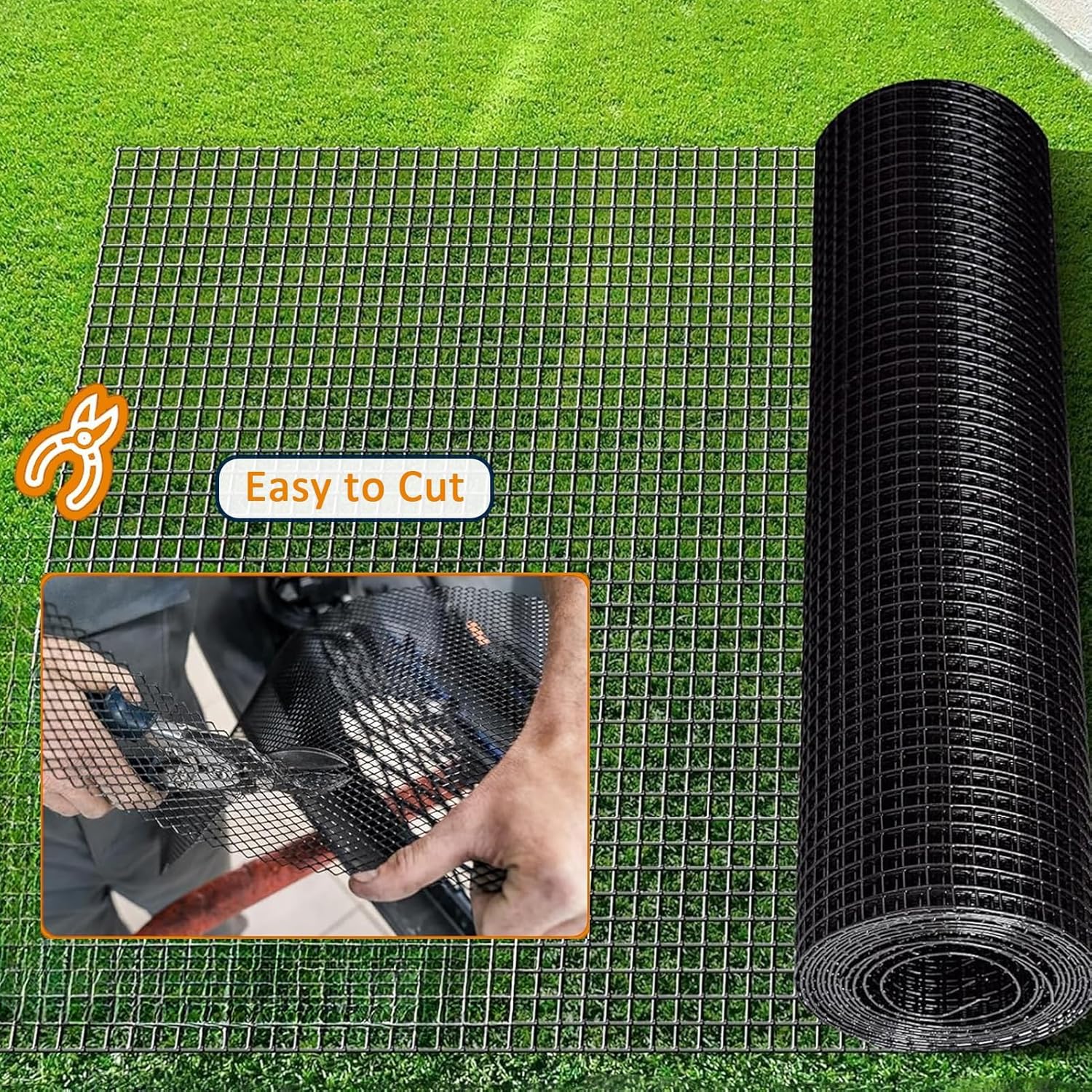JKGHK Black Hardware Cloth, Welded Chicken Wire Fencing, Poultry Wire Mesh Rolls, Tree Guard Chicken Wire Fence, Heavy Duty Home Garden Fence Mesh Roll(1.2mx30m(47inx98ft))