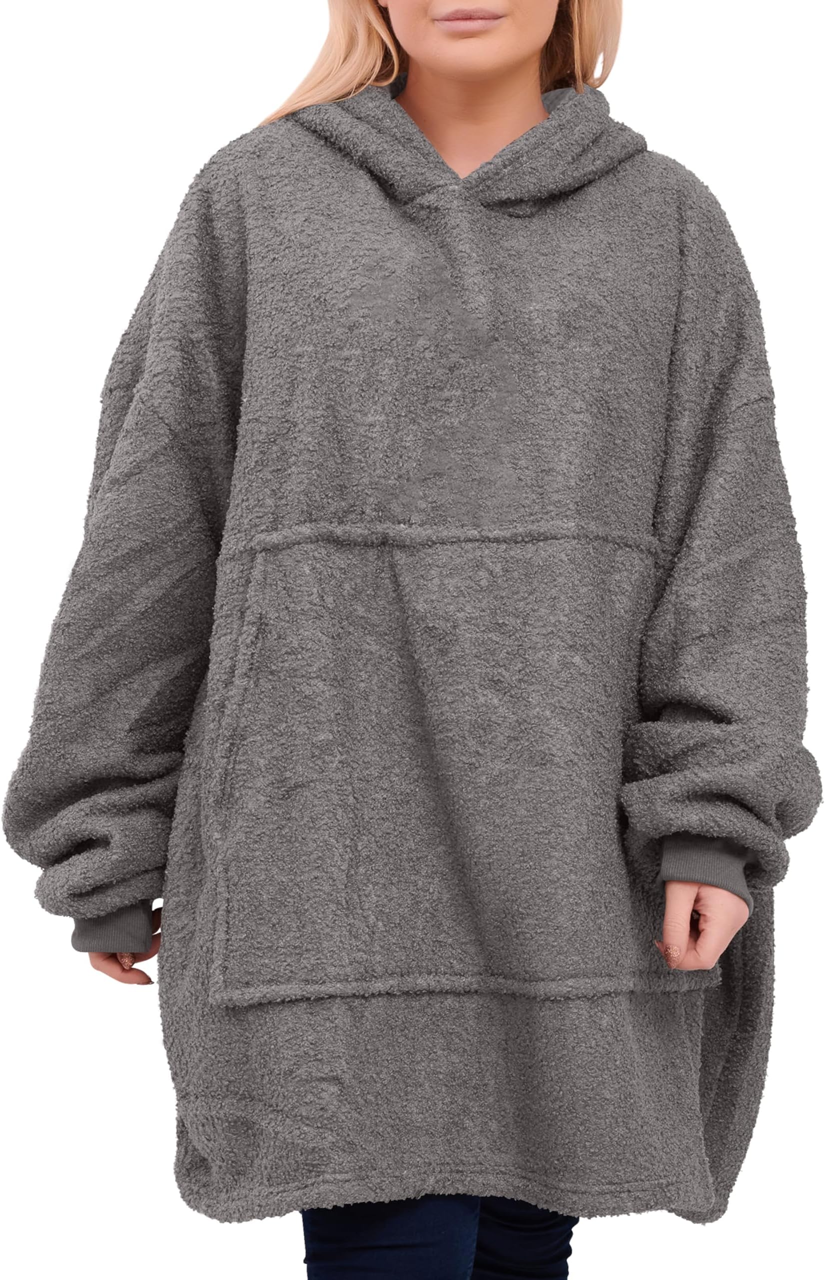 Love My FashionsWomen's Teddy Fleece Blanket Hoodie with Giant Front Pocket Unisex Oversized Soft Sherpa Fleece Warm Wearable Blanket oodie Fits for All Women and Men